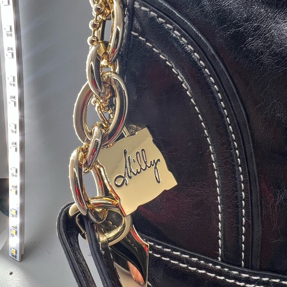 Milly Designer Leather Shoulder Bag Black - Picture 3 of 5